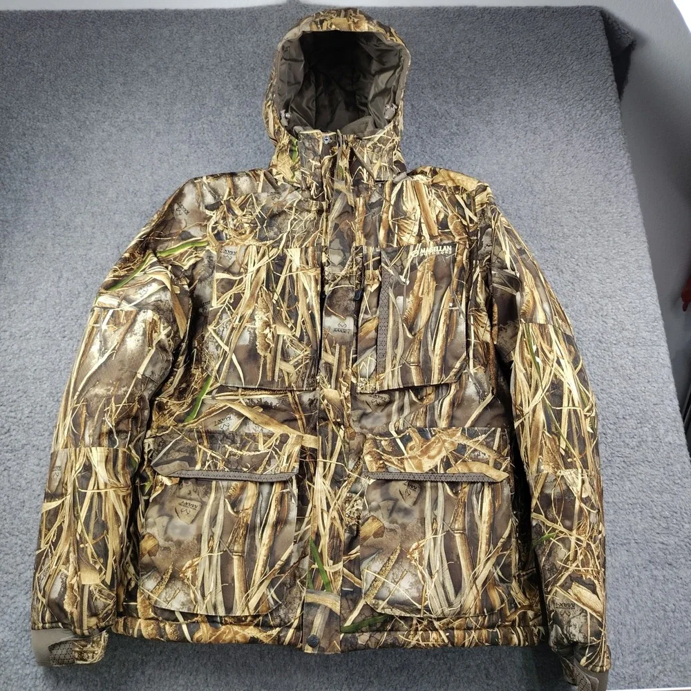 Magellan Outdoors Realtree Max-7 Camo Hunting Jacket Hooded Parka Mens Large